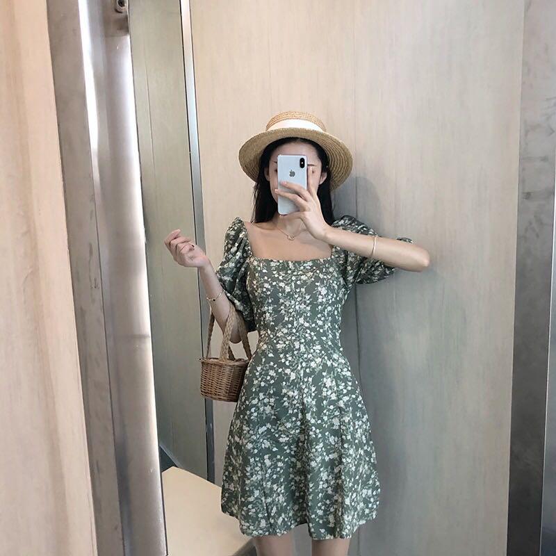 Korean style floral picnic dress