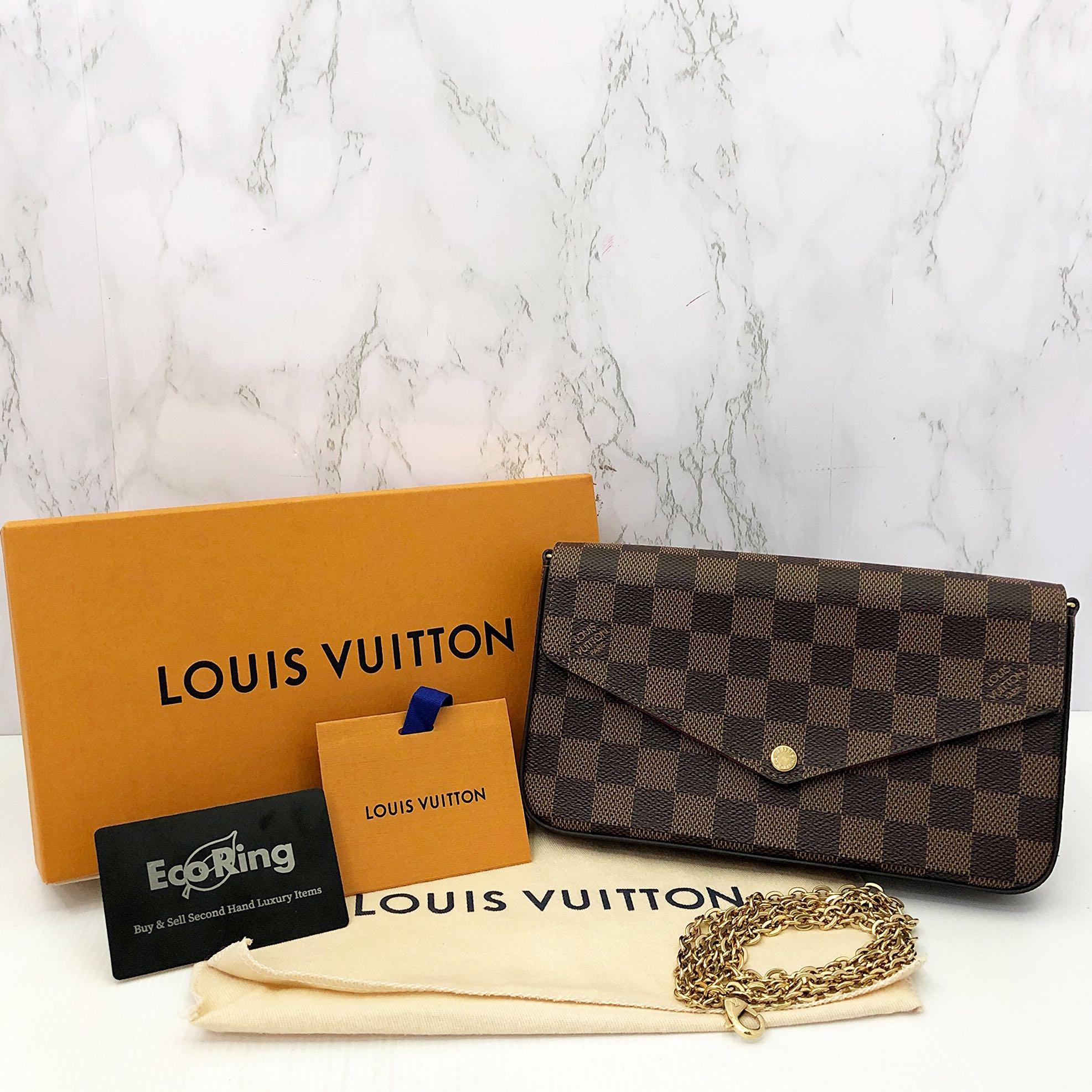 Louis Vuitton N63032 Pochette Félicie 鏈條單肩包手拿包啡格帆布尺寸： 21x12x3cm 