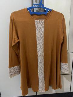 MUSTARD BLOUSE | Blouse warna kuning mustard | Tunik bahan kaos stretch | Atasan Adem