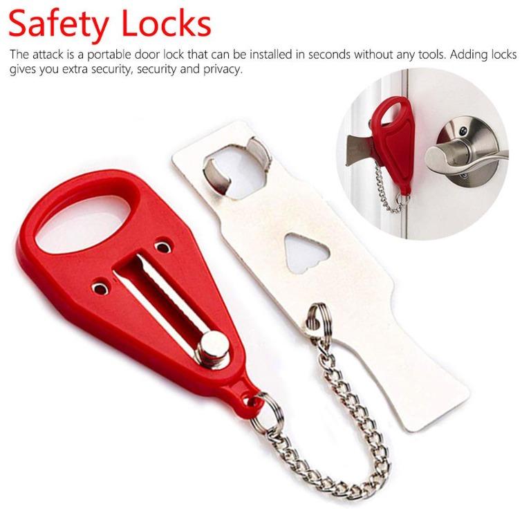Portable Hotel Door Lock Locks Self Defense Door Stop Travel Travel Accommodation Door Lock 850 Furniture Home Living Security Locks Locks Doors Gates On Carousell
