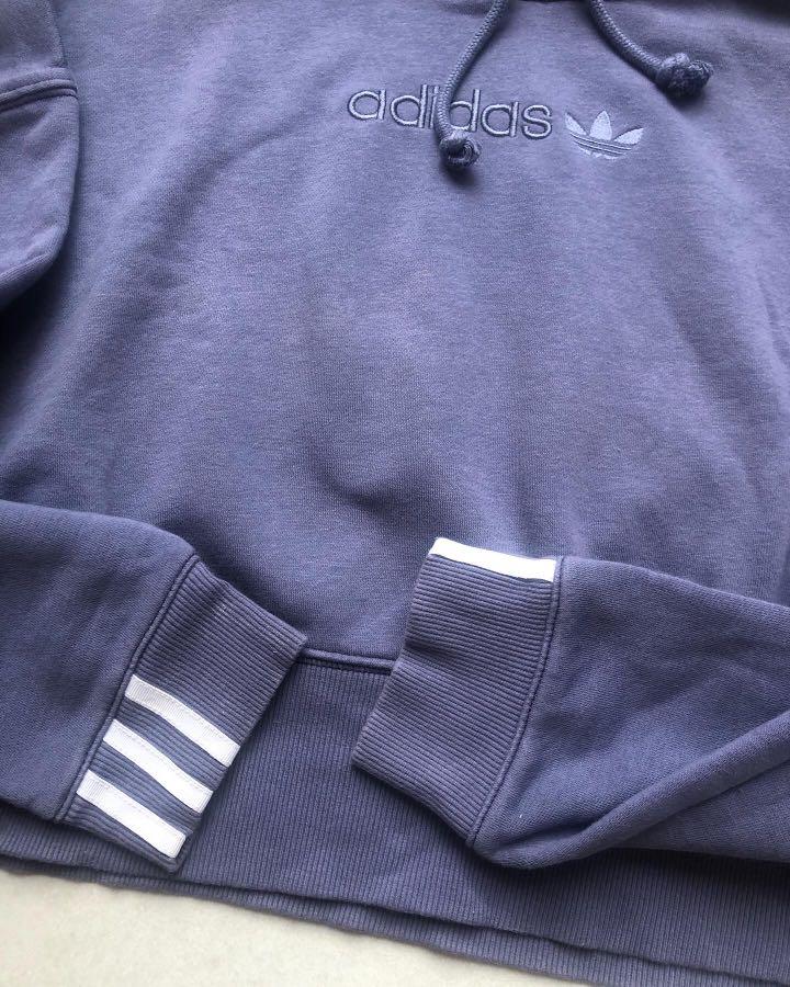 purple adidas cropped hoodie