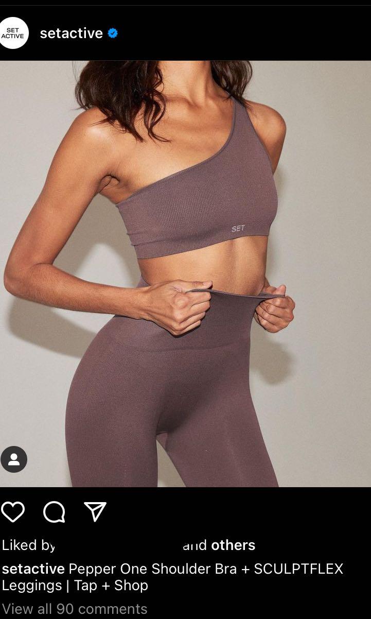 SET ACTIVE Sculptflex Ribbed One Shoulder Bra in Pepper, Women's Fashion,  Activewear on Carousell