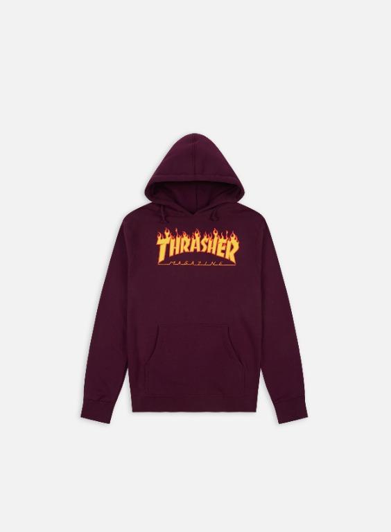 Thrasher flame hoodie maroon hot sale