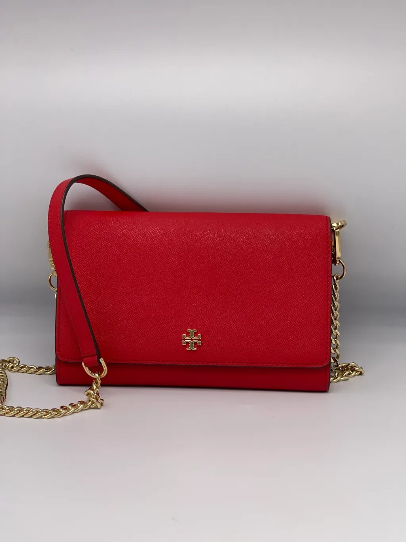 TORY BURCH EMERSON CHAIN WALLET - red, Luxury, Bags & Wallets on Carousell