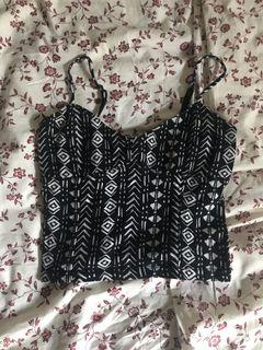 Tribal Black Crop Top