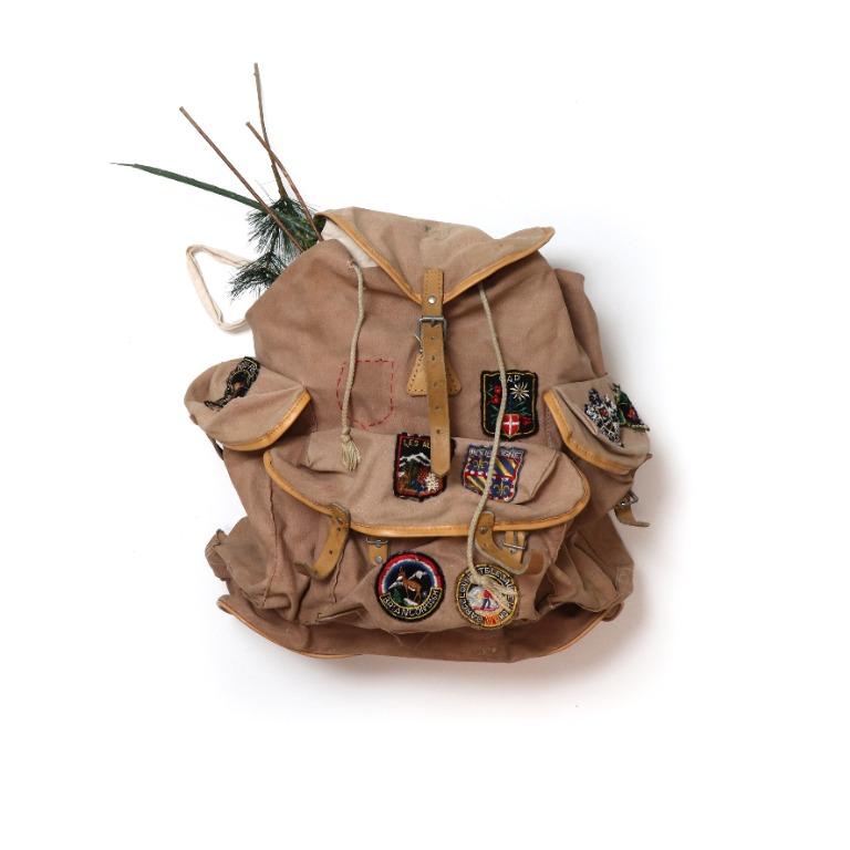 Vintage French LAFUMA backpack Rucksack 1950s hiking backpack Crazy Patch
