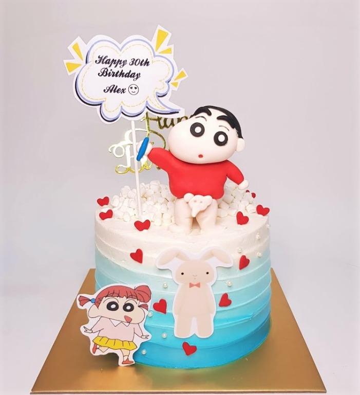 5inch Crayon Shin Chan La Bi Xiao Xin JJ Elephant Blue Ombre Themed Cake,  Food & Drinks, Homemade Bakes on Carousell