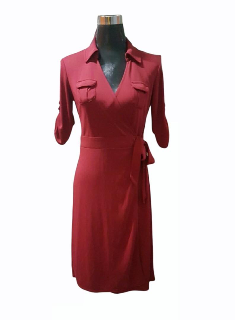 Ann taylor red wrap dress store