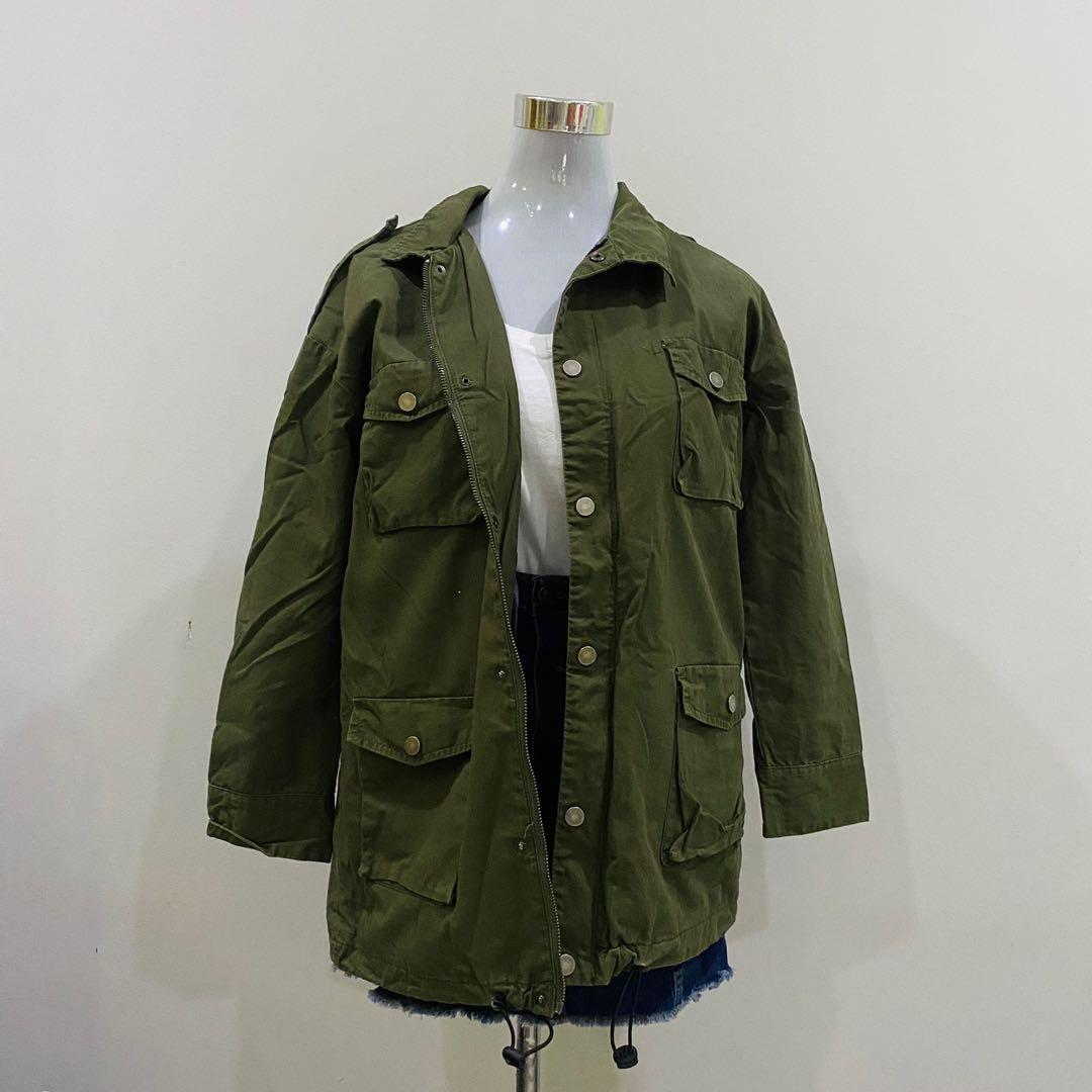 AUTHENTIC BENCH Army Green Jacket with Detachable Hoodie Women s