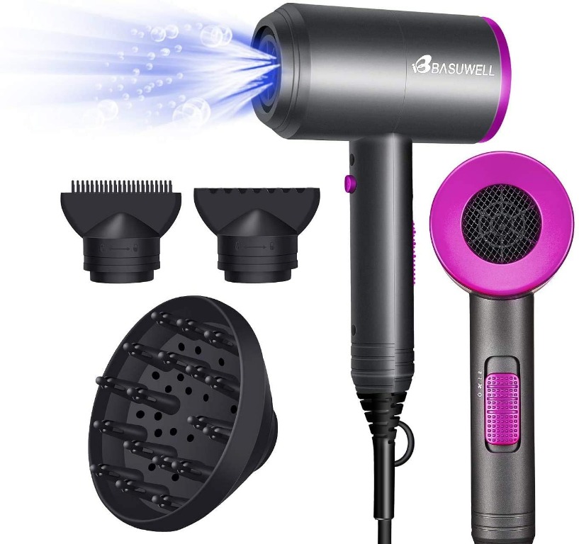 Basuwell Hair Dryer Women 1800W Powerful Ionic Hairdryer with Diffuser ...