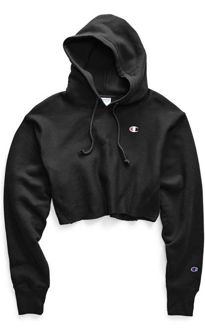 Cropped black champion hoodie clearance