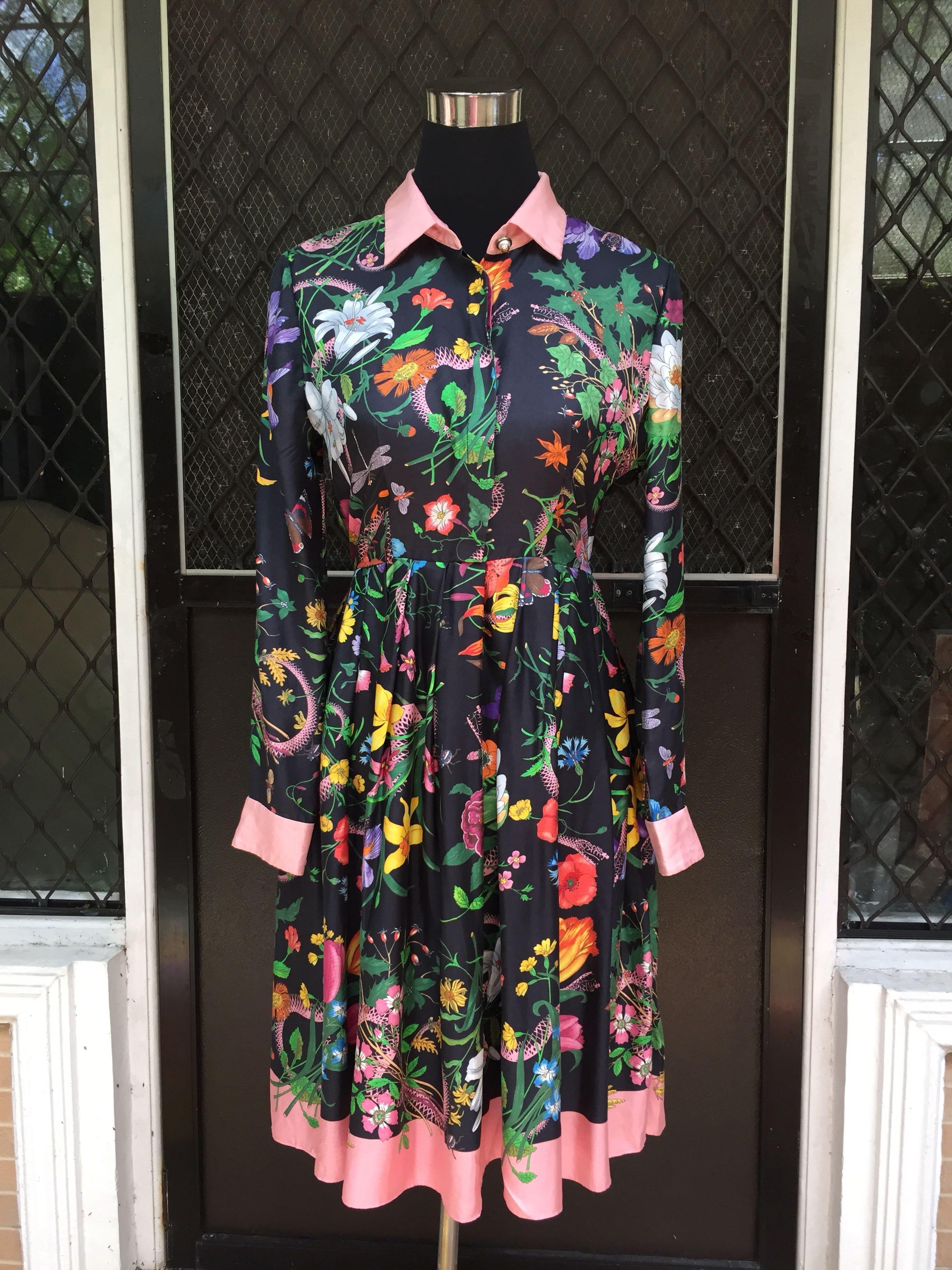 Gucci floral snake print dress Clearance