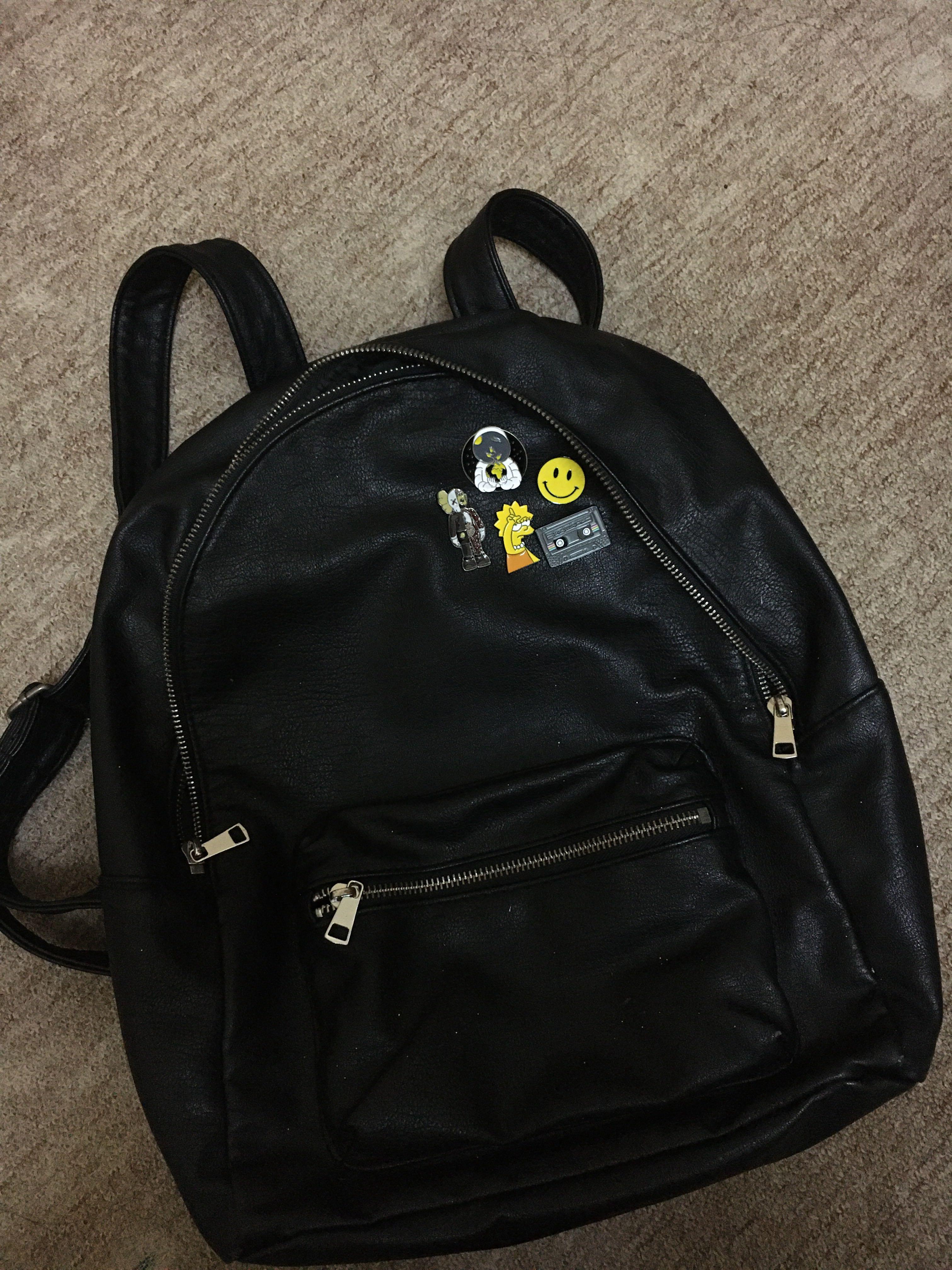 H M Leather Backpack ENAMEL PINS ARE NOT INCLUDED Women s