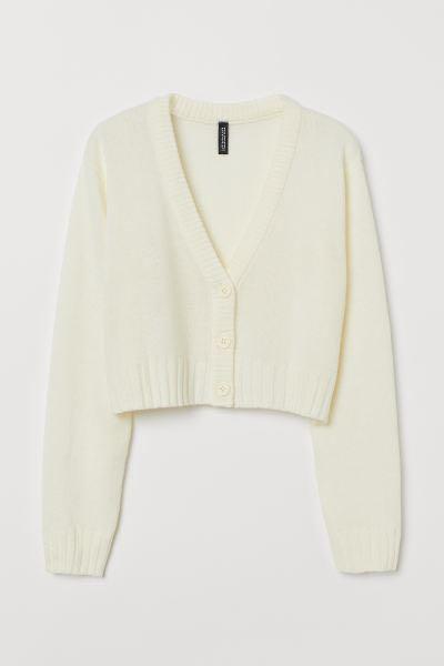 Hu0026M short cropped knitted cardigan in cream, Women's Fashion, Coats,  Jackets and Outerwear on Carousell