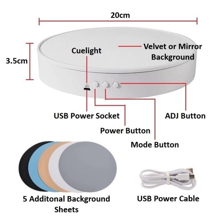 HoliCRAFT USB Turntable Revolving Display Stand (360 Degree Motorized ...