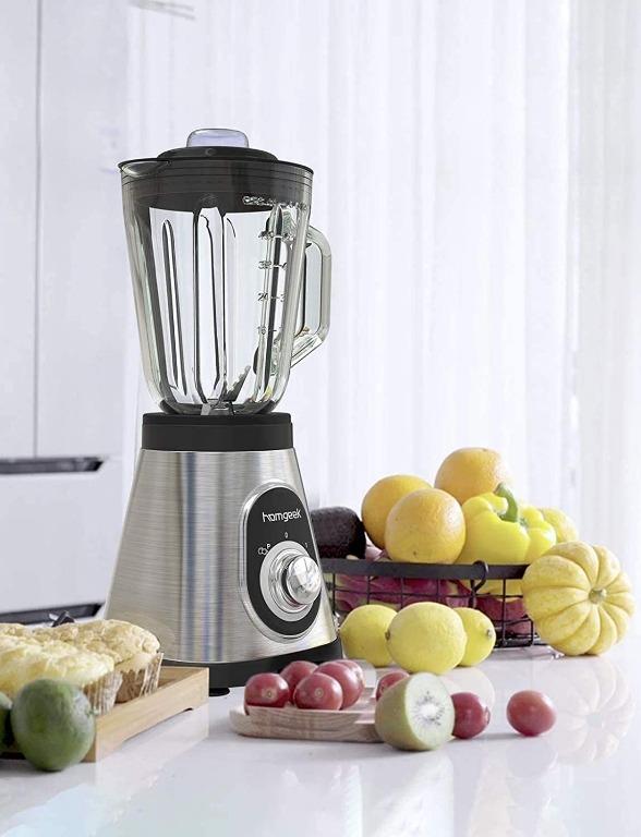 homgeek Blender with Glass Pitcher 48 oz 750 Watt Kitchen Blender for Shakes Smoothies Ice Crushing and Frozen Fruit Drinks Countertop Licuadora