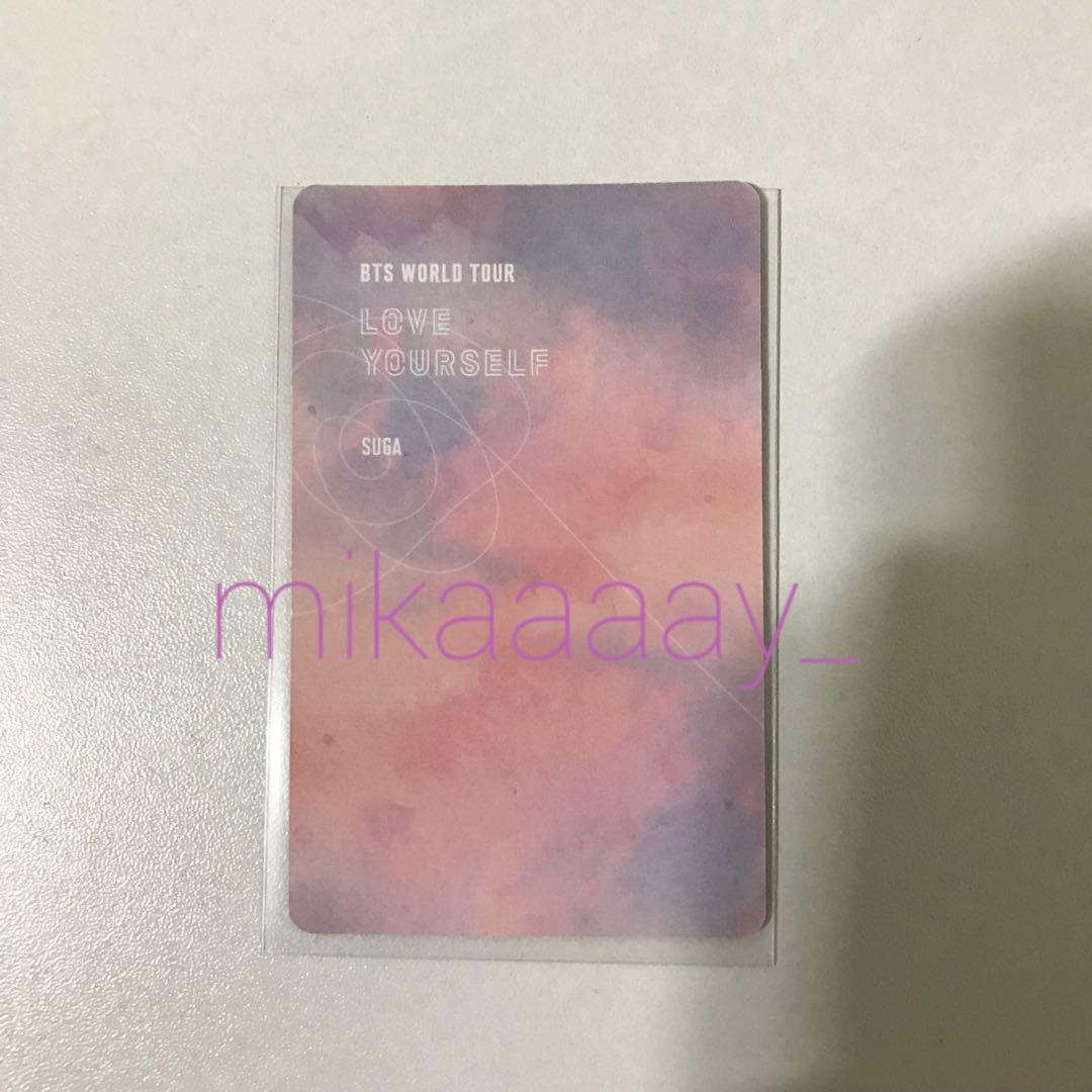 LY Seoul SUGA PC - Yoongi Cheesecake (Category: K-Wave Merchandise) located in Las Pinas. Submitted by mikaaaay_ (Listing ID 1107147694, Image 2). Description: wtb lf ph •LY Seoul DVD (suga pc) •Yoongi Cheesecake PC 🤍Mint condition 🤍On hand mop: gcash/bpi mod: SDD/ ggx 💌dm for more pics and details 🏷 suga pc photocard love your self dvd bts pc yoongi cheesecake 🥵.