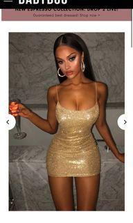 Mikayla mini dress- gold glitter