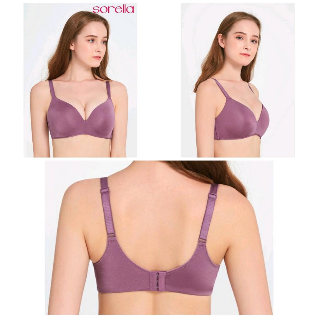 New Sorella #3..non wired padded bra..purple..silver..skin tone..80C, Women's  Fashion, New Undergarments & Loungewear on Carousell