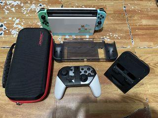Nintendo Switch with protective pack and pro controller