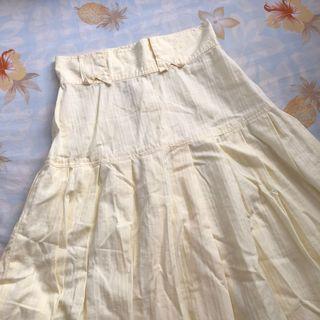 Pastel yellow vintage high waist cottagecore linen long maxi skirt