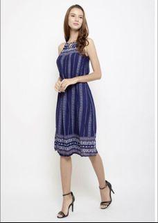 Peek a Boo halter next blue midi dress