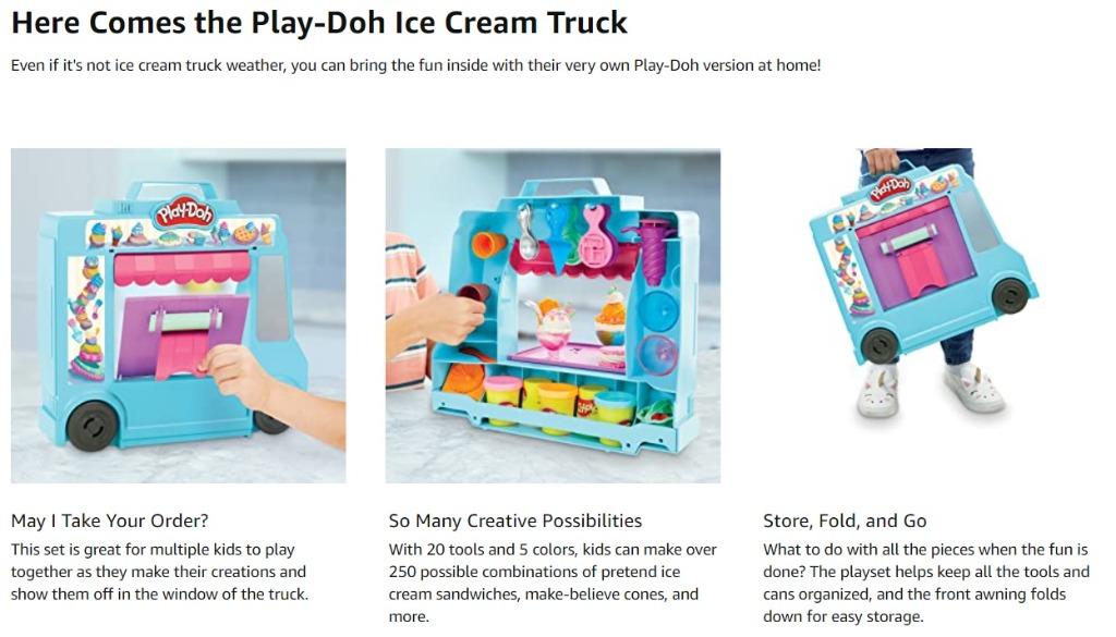 Play-Doh Ice Cream Truck Playset, Pretend Play Toy for Kids 3 Years and Up  with 20 Tools, 5 Modeling Compound Colors, Over 250 Possible Combinations -  Toys 4 U
