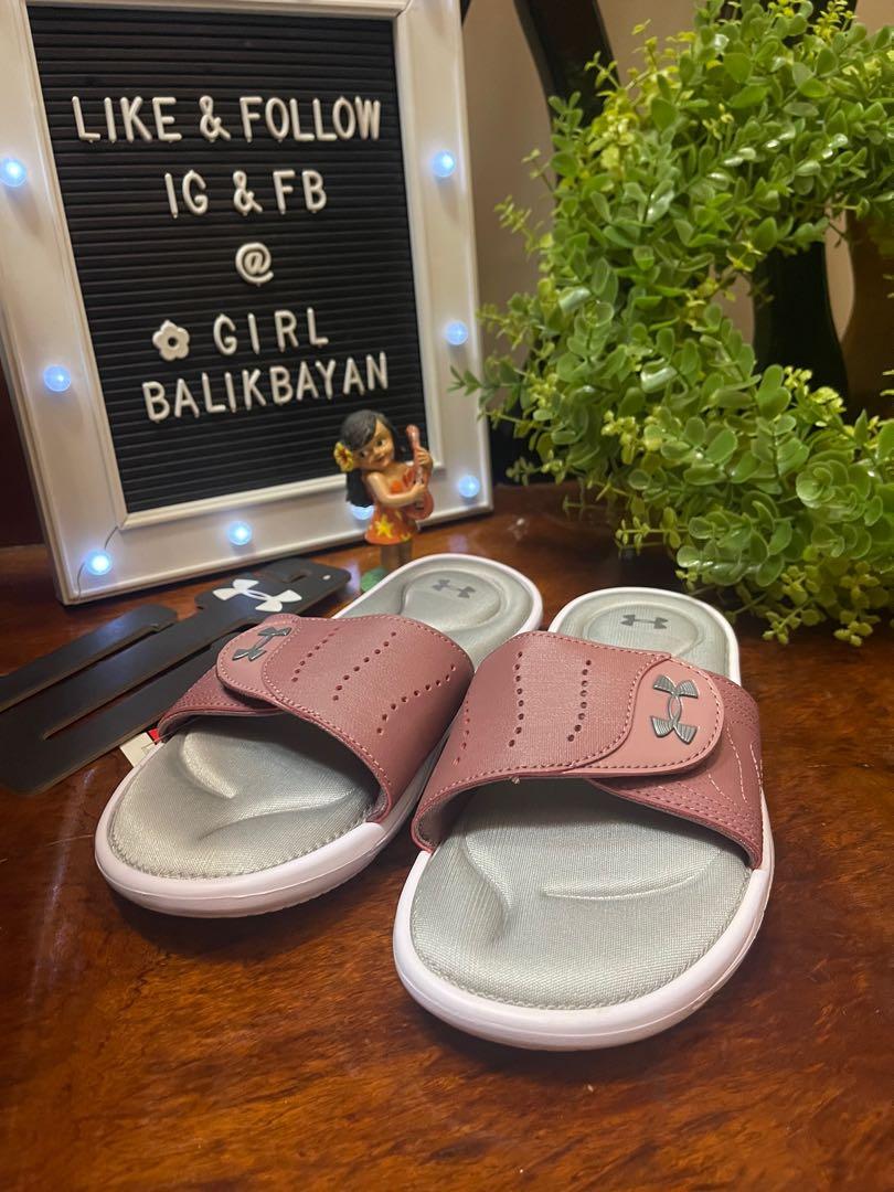 Pretty color! UNDER ARMOUR slides (Category: Slippers and slides) located in Marikina City. Submitted by girlbalikbayan (Listing ID 1107179771, Image 1). Description: Super love the memory foam on this stylish slides. Best memory? It’s gotta be MEMORY FOAM😆 The memory foam on the slides not only feels great, but also helps eliminate pressure on your feet! US women’s size 8 .