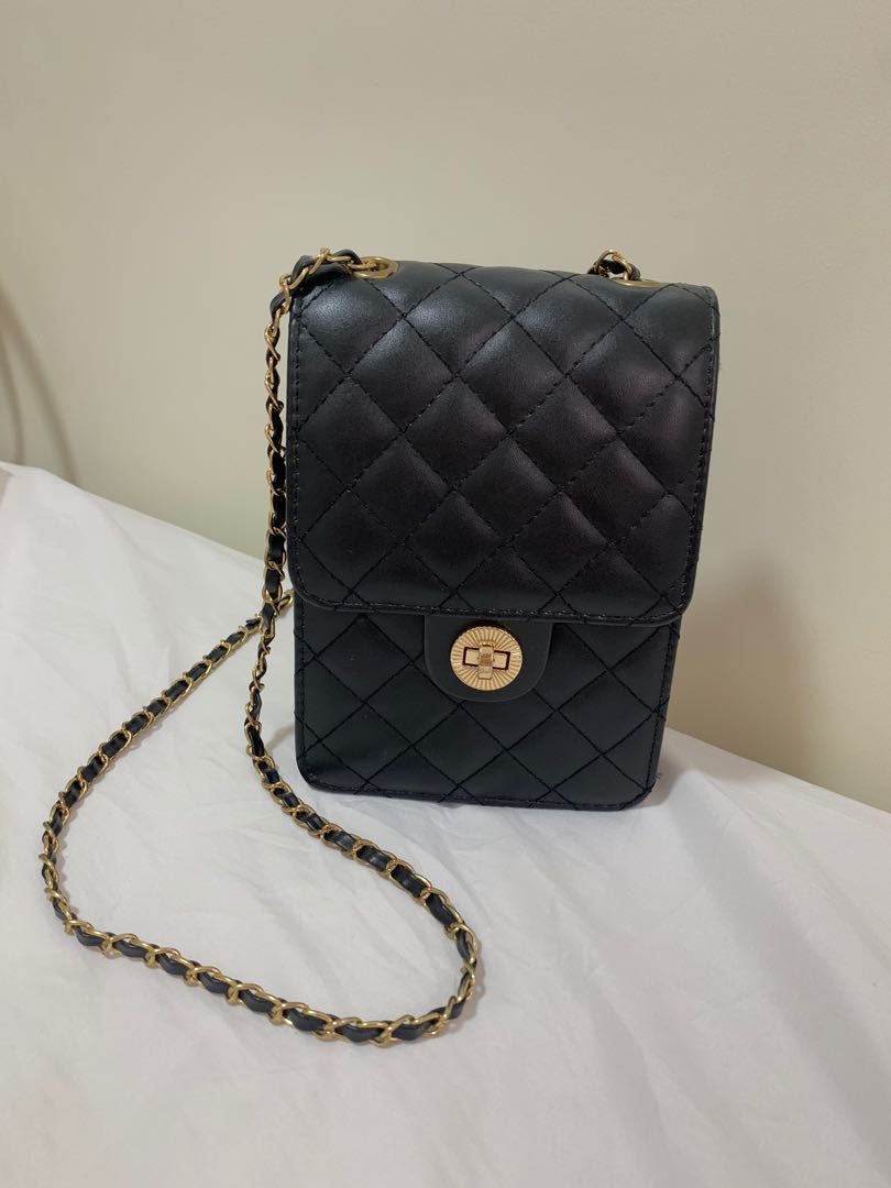 SOLD  FULL SET CHANEL VINTAGE BLACK QUILTED LAMBSKIN 24K GOLD CHAIN CC  CHARM TOTE BAG  My Dreamz Closet