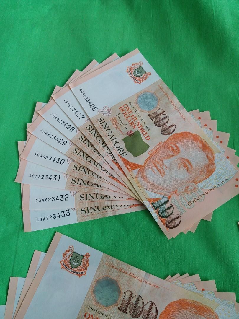 singapore $100 note. 4AA Running number., Hobbies & Toys, Memorabilia ...