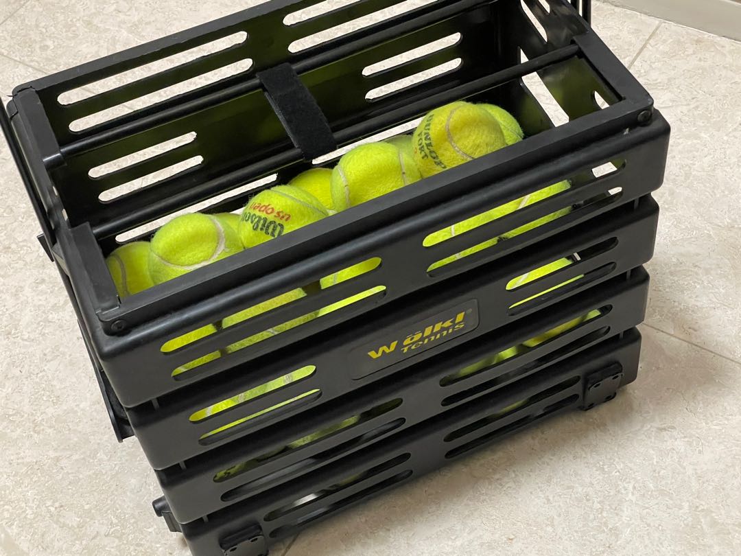 Tennis ball hopper (with 40 used balls), Sports Equipment, Sports