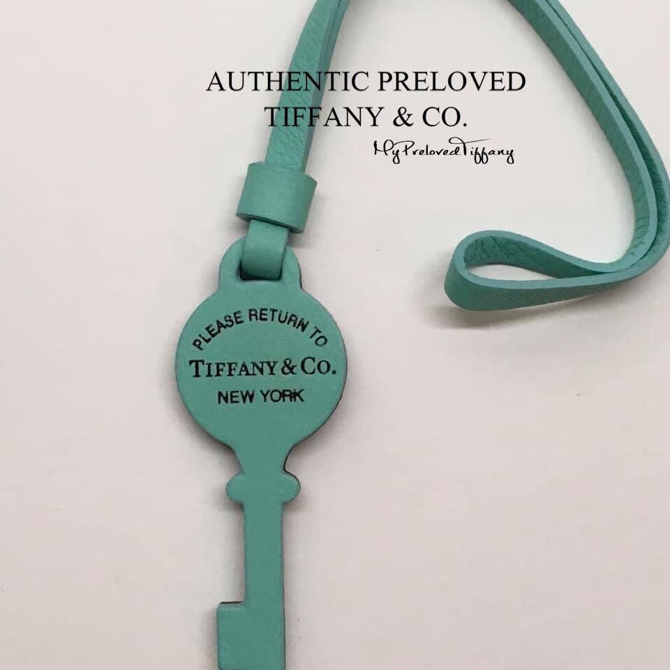 Unused Preloved Tiffany & Co. Return to Large Heart Blue Black Leather Bag Charm