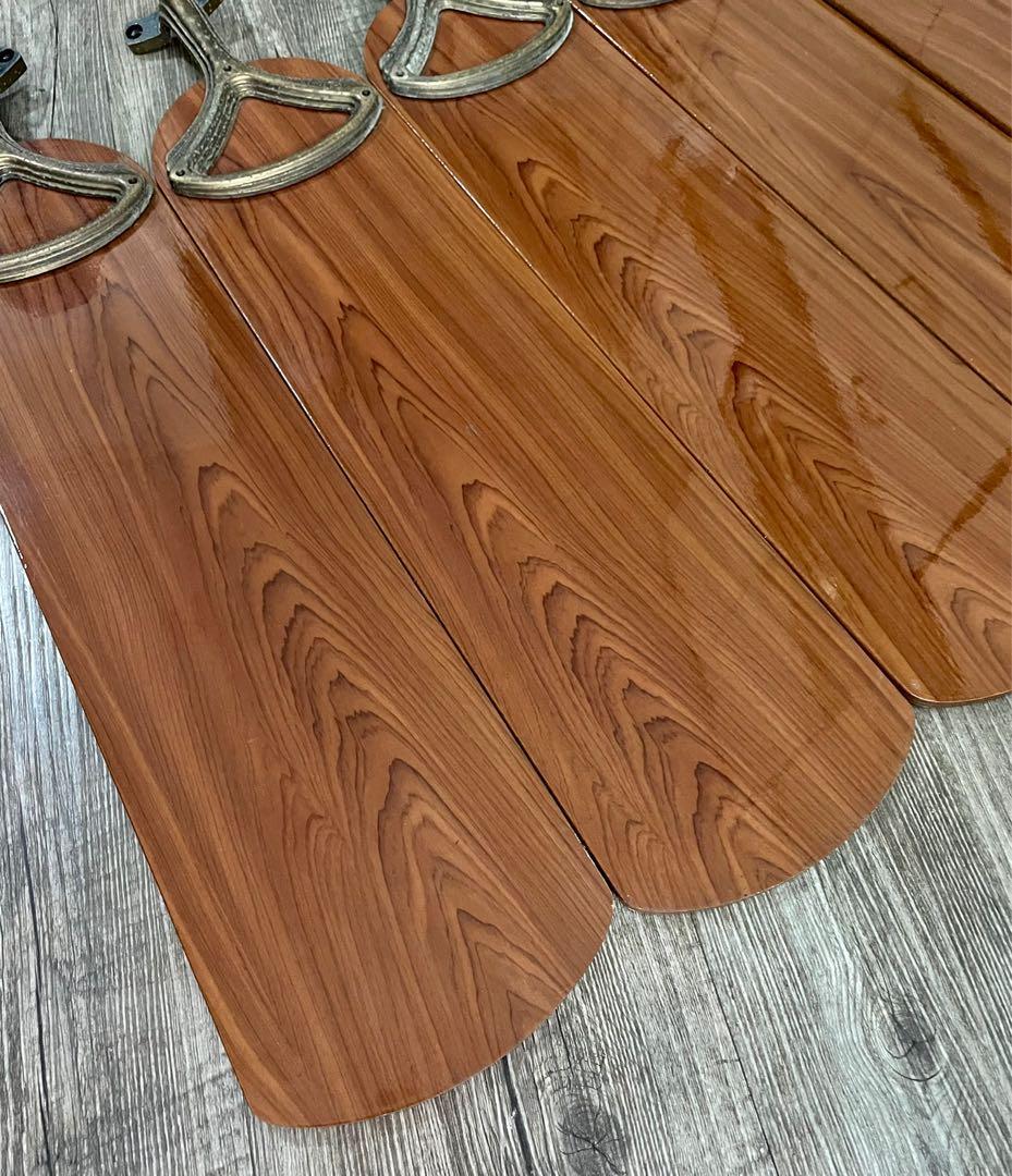 Vintage Ceiling Fan Blades 20” Walnut Wood Grain Set of 5, Furniture