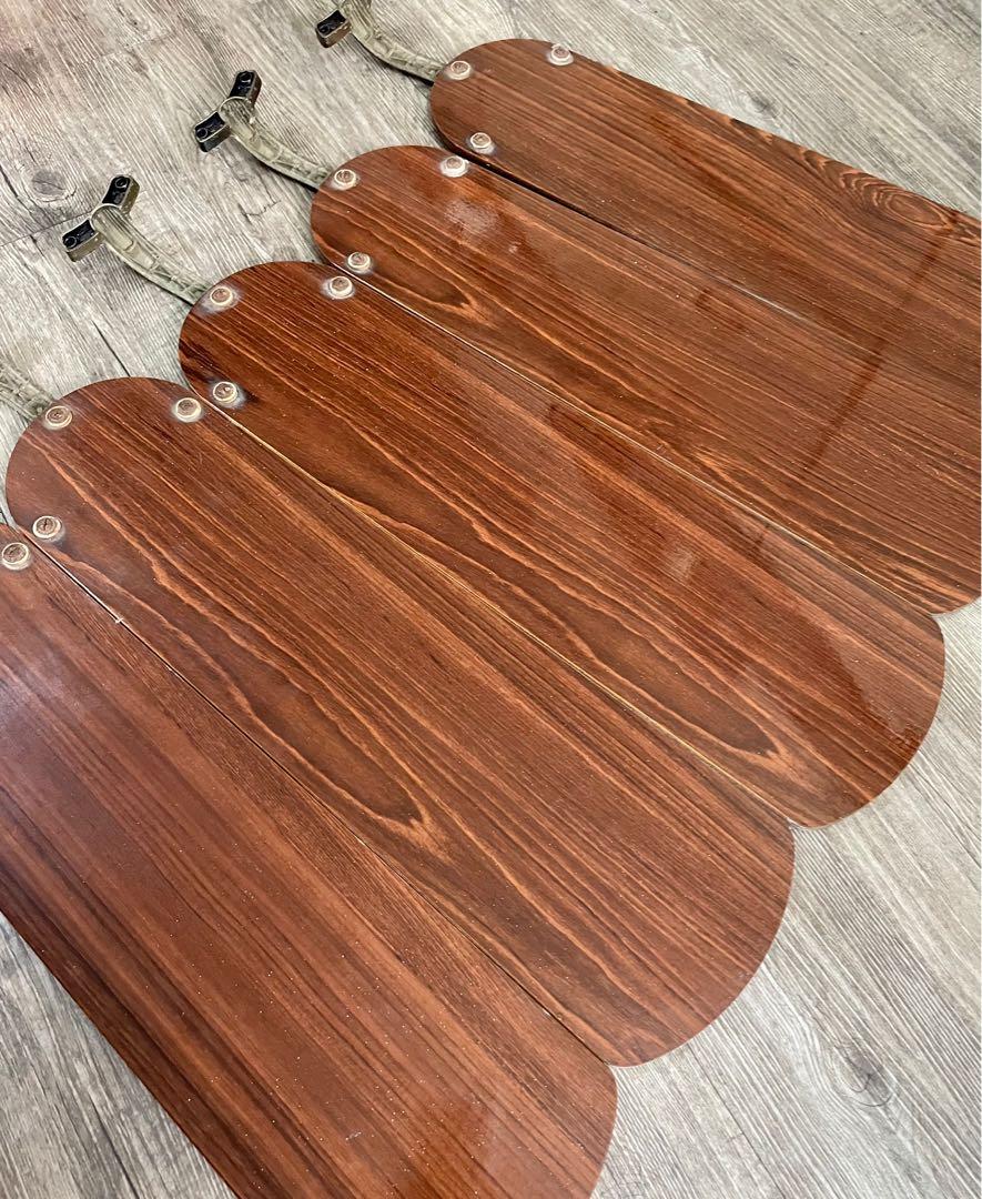 Vintage Ceiling Fan Blades 20” Walnut Wood Grain Set of 5, Furniture
