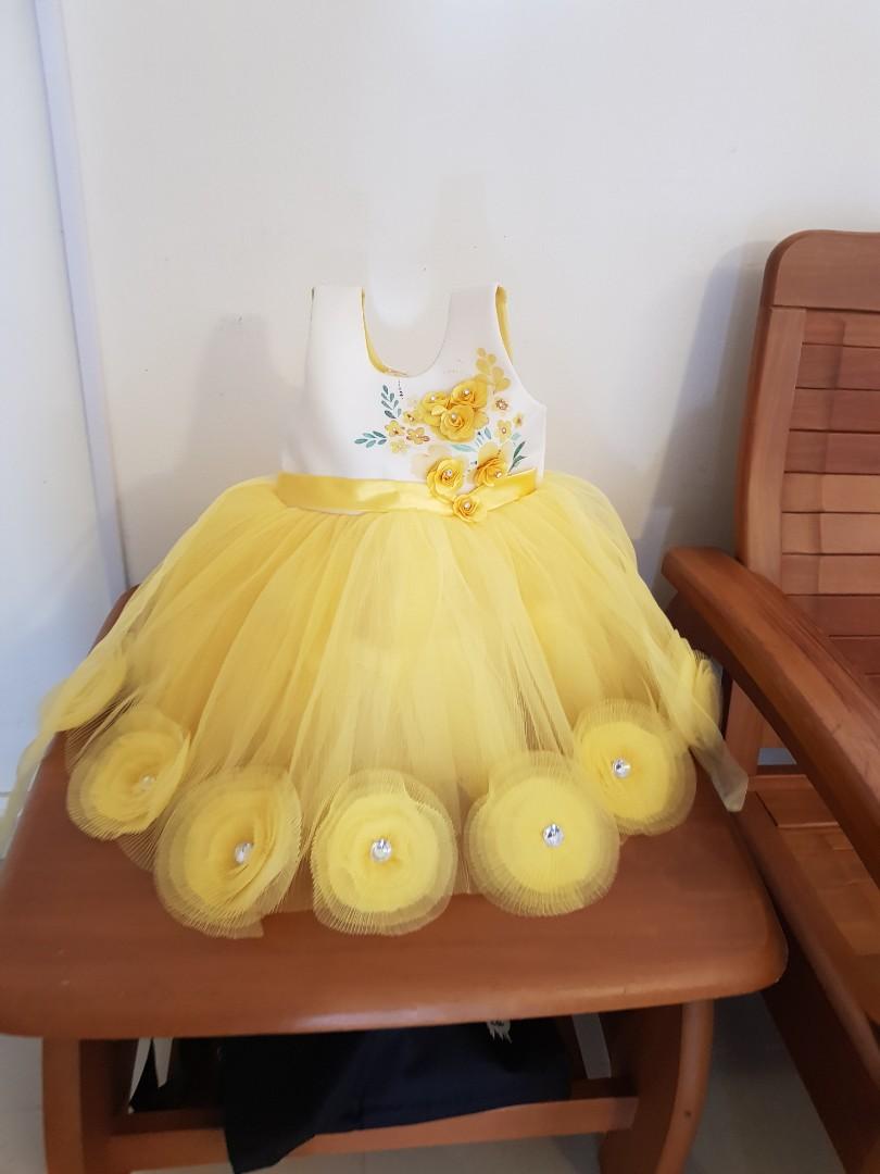 Yellow party dress hot sale for baby girl
