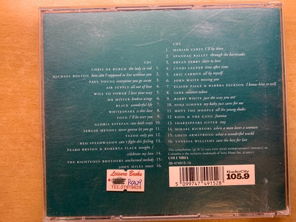 不面交) Radio City Love Songs 2CD (雜錦歌CD，Various artists) 1991