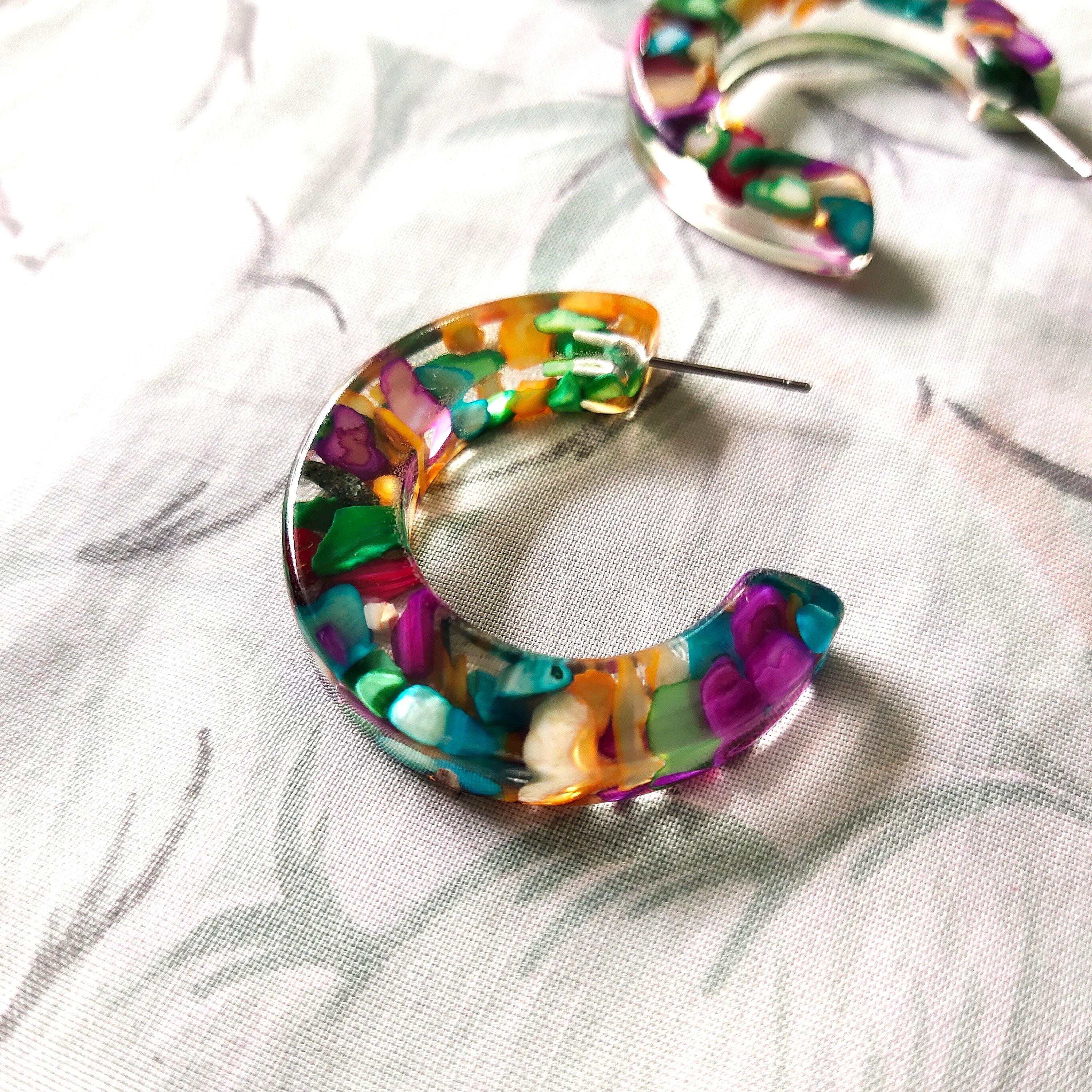 Multicolor resin earrings online