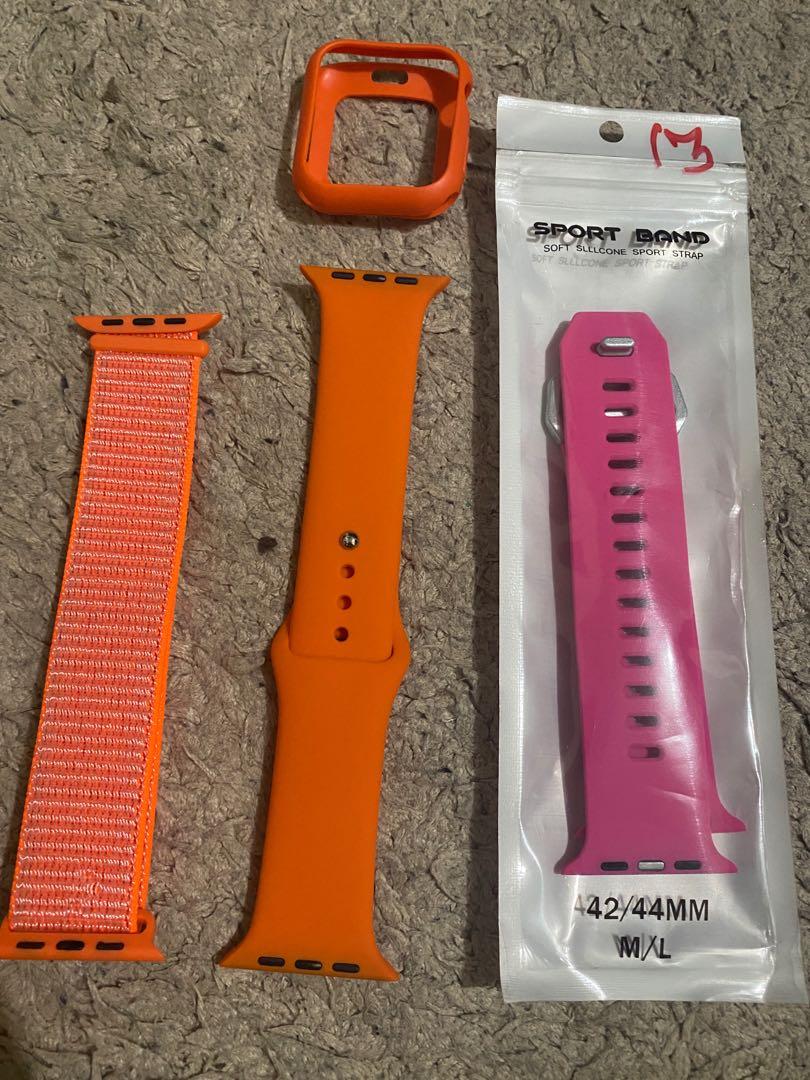 Apple watch straps and airpods cases (Category: Cases & Sleeves) located in Manila. Submitted by bajec (Listing ID 1107242945, Image 2). Description: Selling all this for only 1200 pesos. For the apple watch straps for series 6 44mm they are all brand new and never been use. For AirPods cases used but not abused. Rfs. Not using anymore and I have many cases and straps also. .