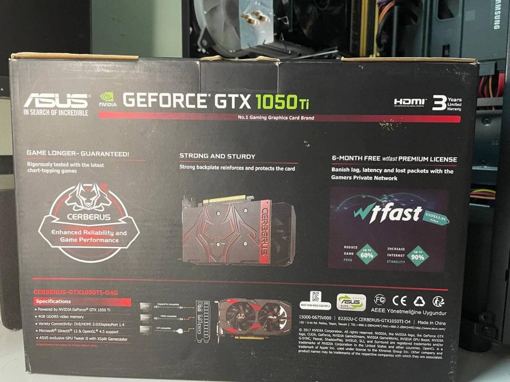 Asus cerberus geforce gtx 1050 ti 4gb oc edition gddr5 gaming graphics shop card