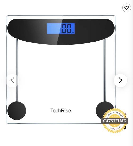 180Kg/400lb/28St Step-on Technology Easy-to-Read LCD Backlight Display Body Weight Scale TechRise High Precision Digital Body Weighing Bathroom Scales 6mm Tempered Glass Electronic Scale 