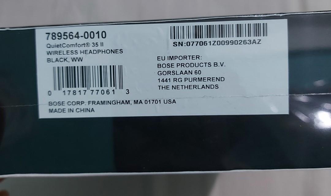Bose Quiet Comfort (QC) 35 ii (Category: Headphones & Headsets) located in Makati City. Submitted by chinkybig (Listing ID 1107403778, Image 3). Description: Sealed. Never opened, never used. RFS - I have an extra already of the same. The retail price for this is 22,500 so this is selling low given that it is brand new. Payment - BPI or Gcash..