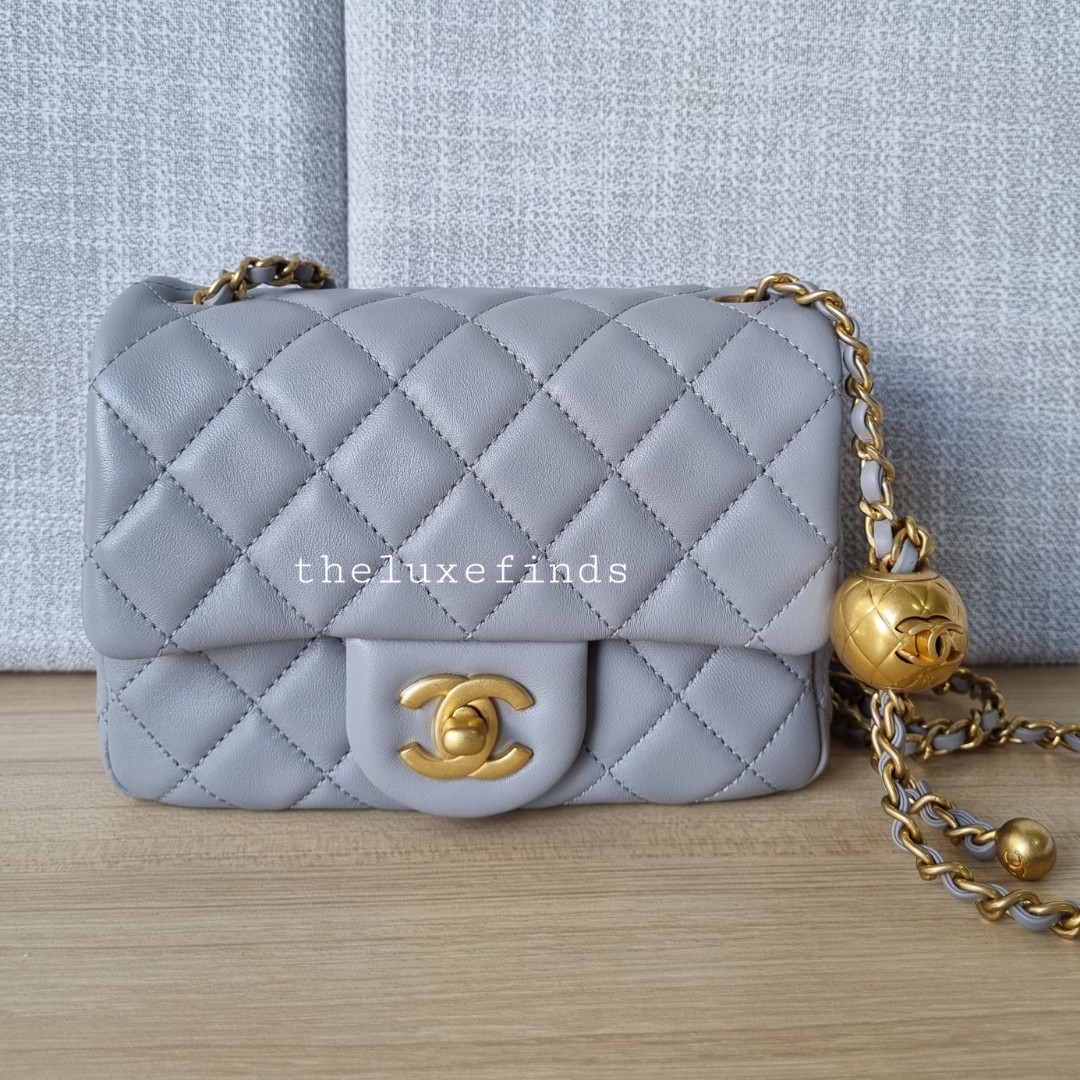 Chanel 21B Light Pink Pearl Crush Mini Square Flap Bag GHW