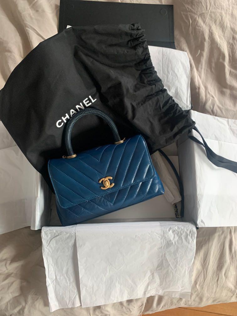 Chanel Coco Handle Small Mini In Chevron Calfskin Luxury Bags Wallets On Carousell