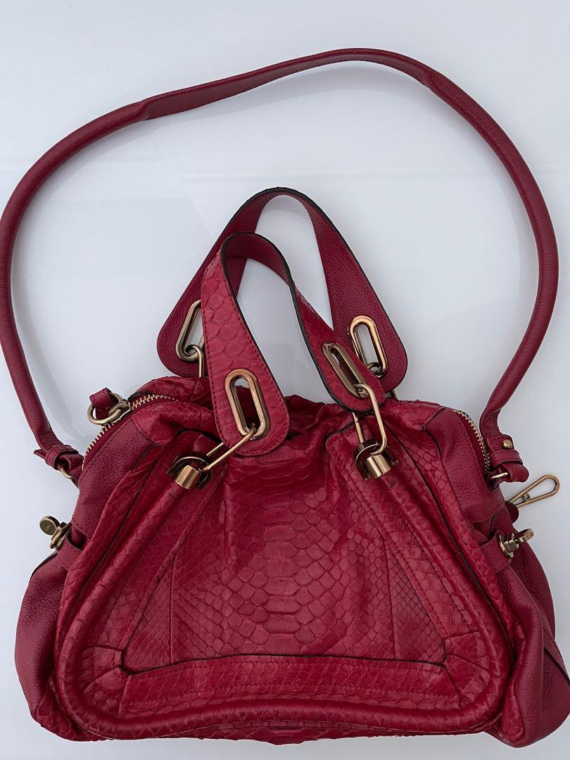 Chloe Paraty Bag medium Red Python