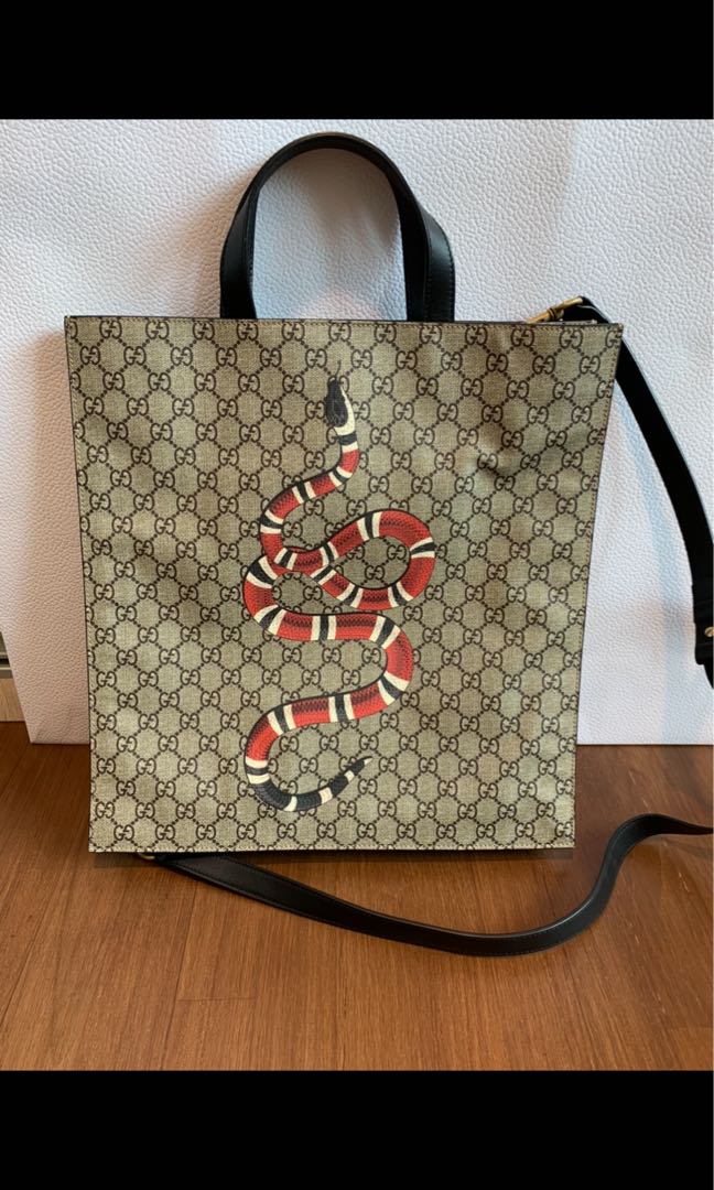 Gucci GG Supreme Snake Tote Bag Luxury Bags Wallets on Carousell