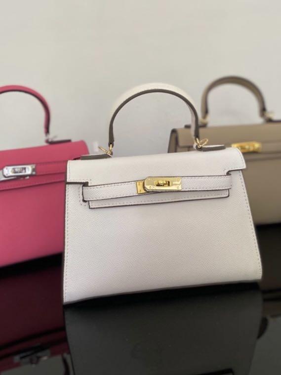 H MINI KELLY 20 WHITE INSPO BAG GOLD HARDWARE GHW ), Fesyen