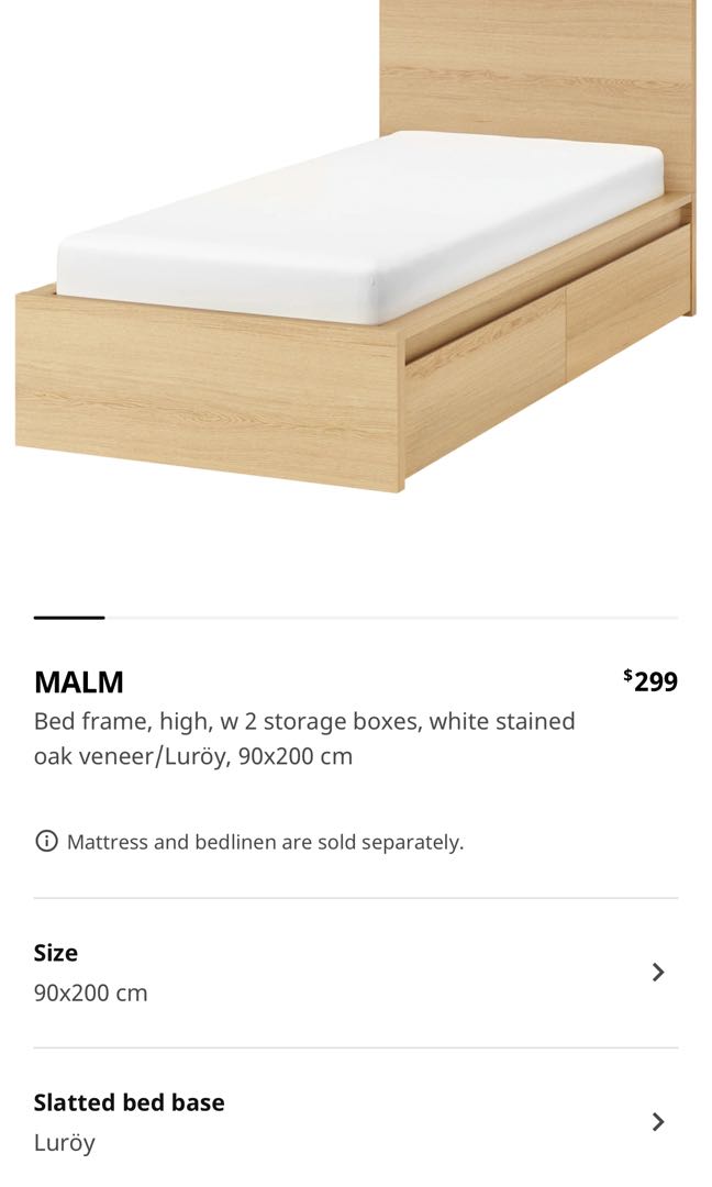 Ikea Bed Frame with Storage Drawers, Furniture & Home Living, Furniture