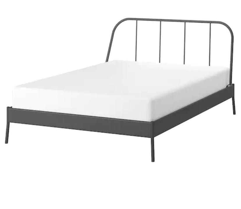 IKEA Kopadral Bed frame Grey (Queen Size) and mattress, Furniture