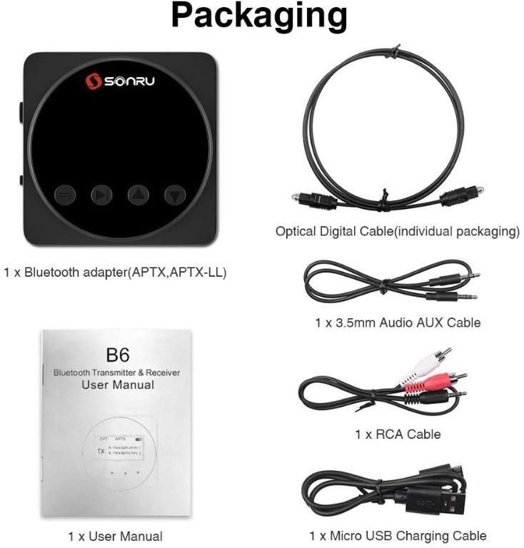 [K2239] SONRU Bluetooth 5.0 Transmitter Receiver, Wireless Audio