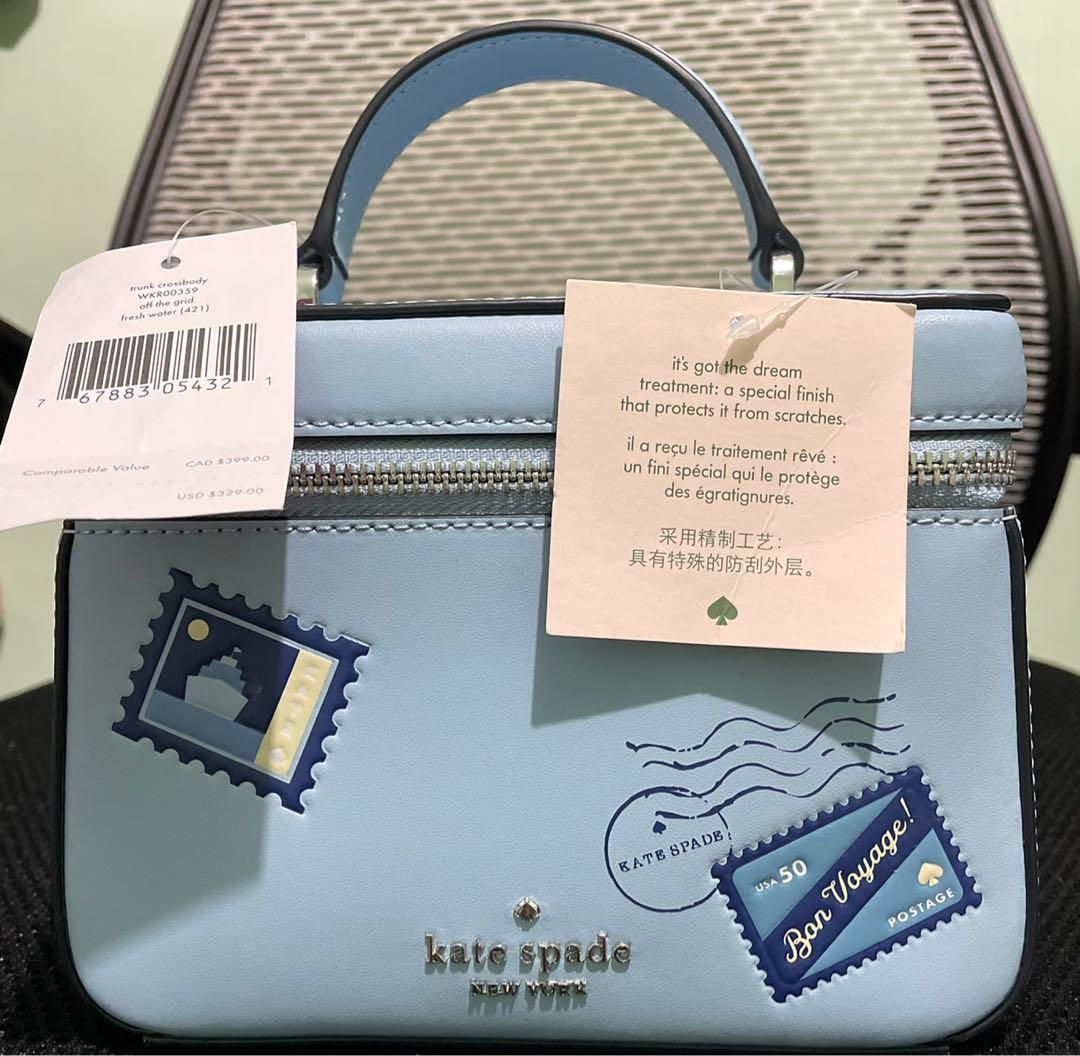 Kate Spade Trunk Crossbody Bon Voyage Off The Grid Blue Leather Bag Brief  Case 